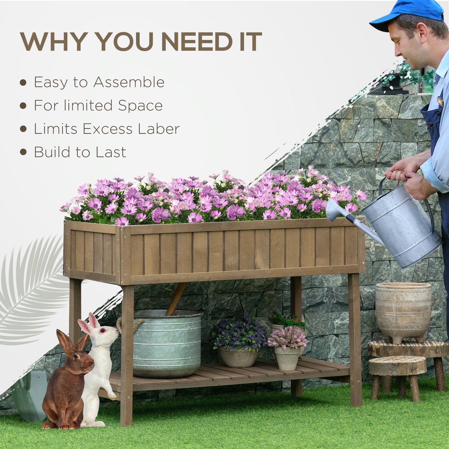 AI62 Decor  Brown 8-Box Herb Planter Garden Stand