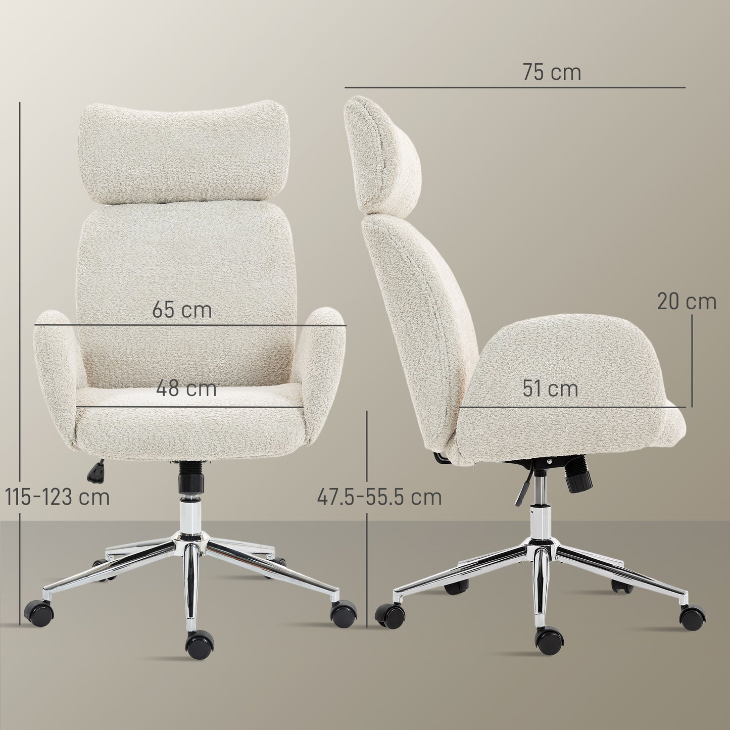 AI62 Decor Pale Grey Office Chair with Adjustable Headrest & Spring Pack