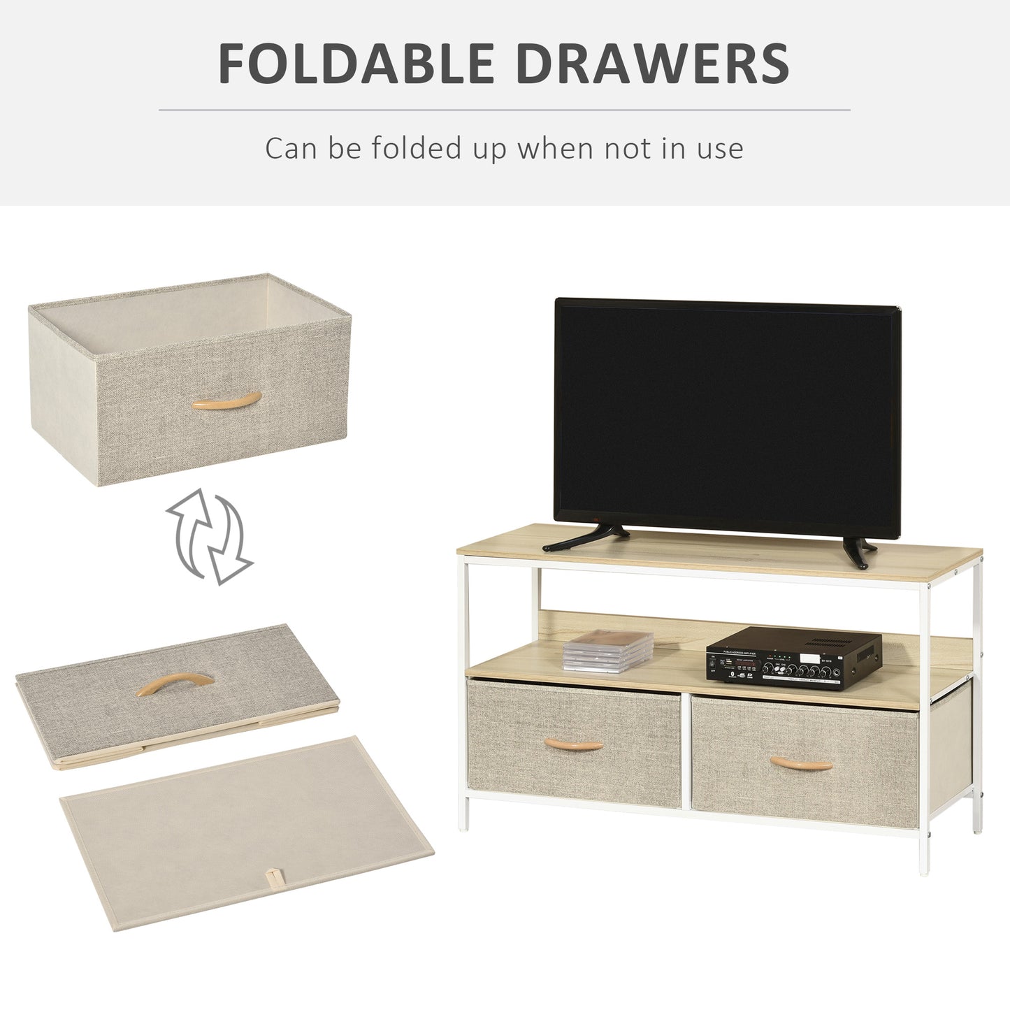 AI62 Decor TV Stand Cabinet With 2 Foldable Drawers - Maple Colour