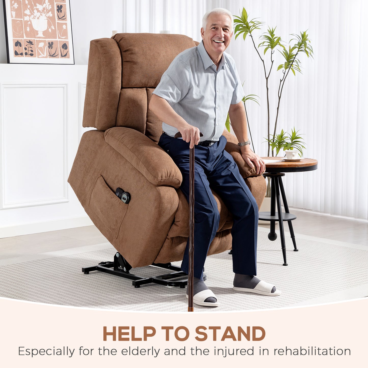 AI62 Decor Overstuffed Power Recliner with Massage & Footrest