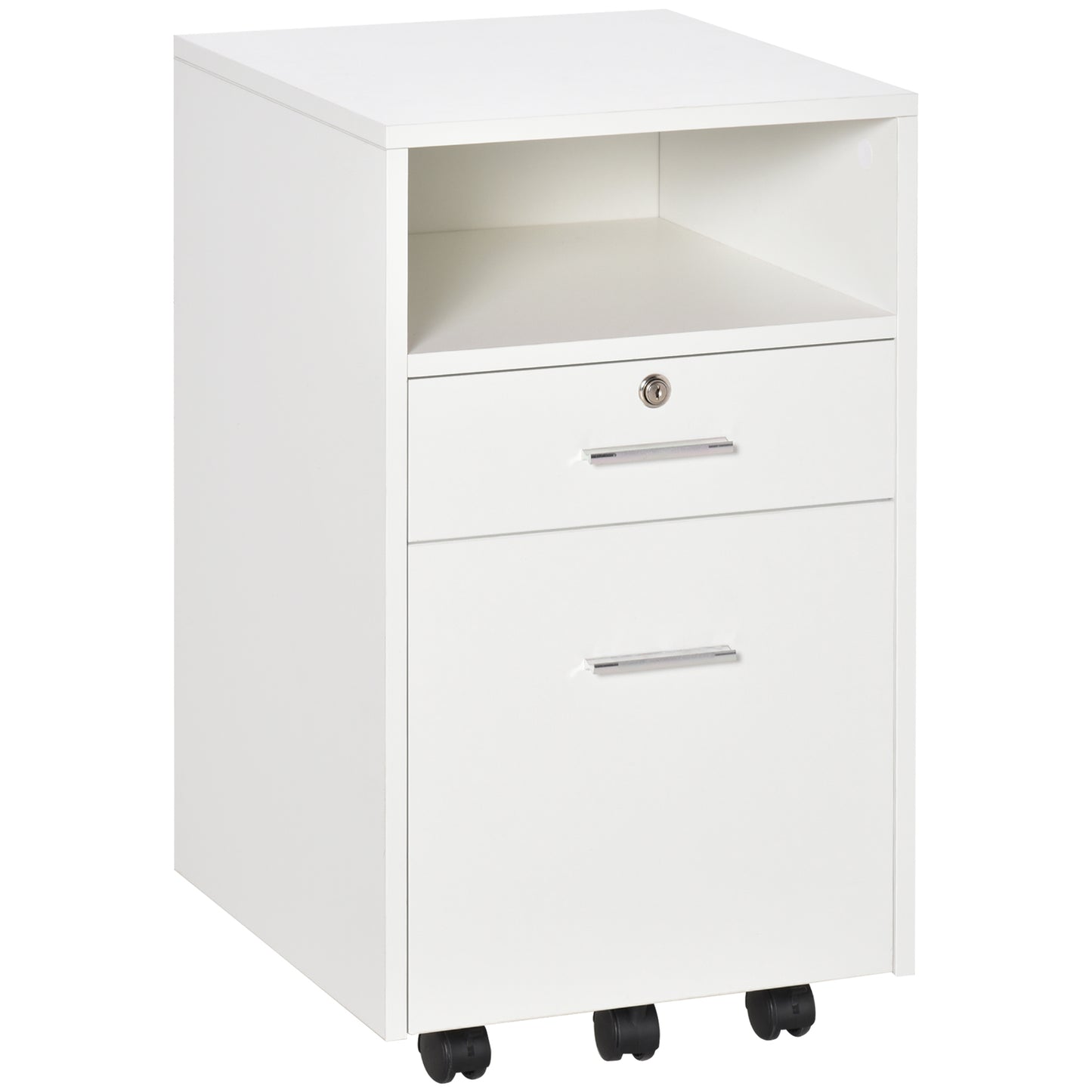 AI62 Decor White Two-Drawer Filing Cabinet with Lock & Wheels by Vinsetto