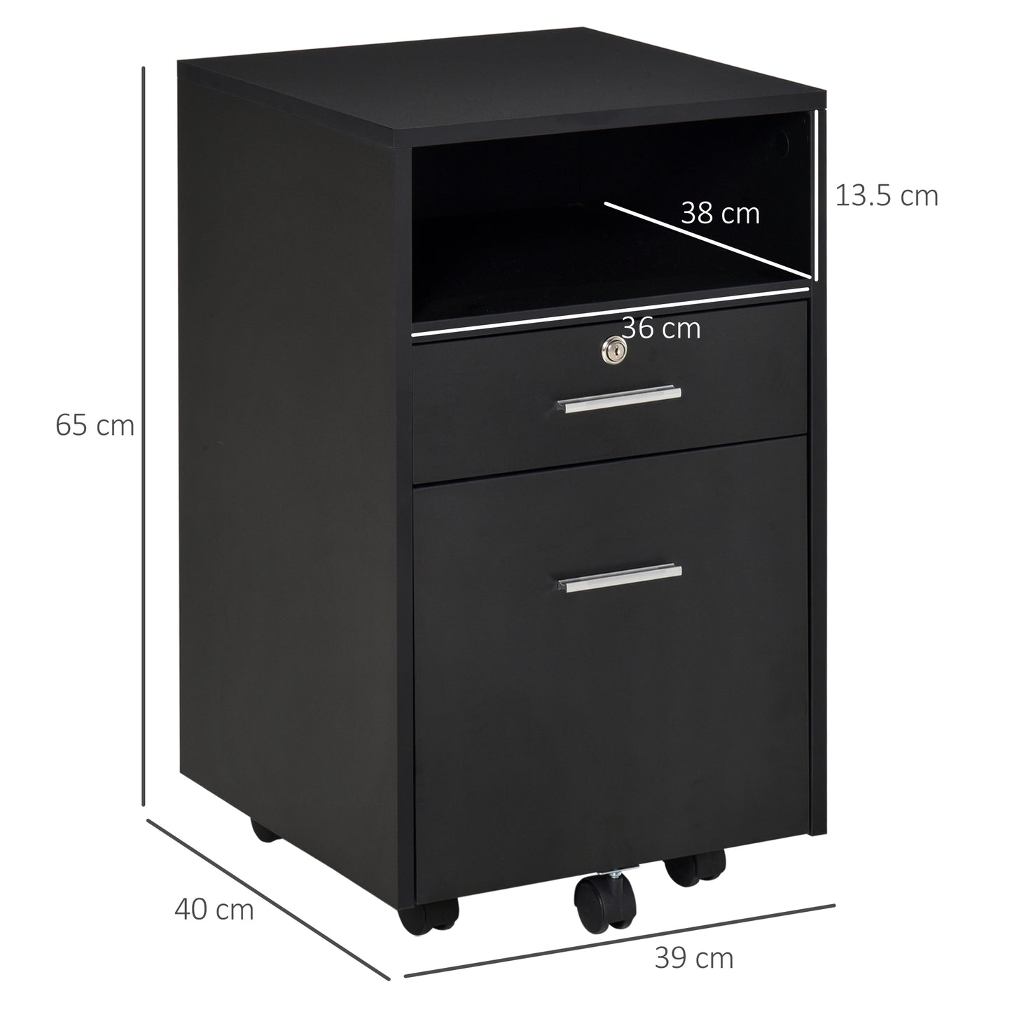 AI62 Decor Lockable Two-Drawer Filing Cabinet with Wheels