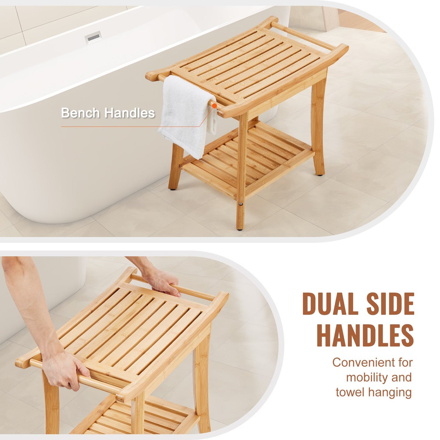 AI62 Decor Bamboo Shower Bench with Storage – 24