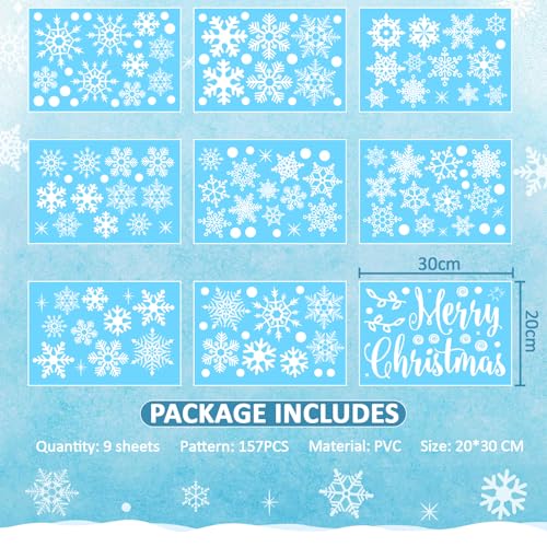 AI62 Decor 157-Piece Christmas Snowflake Window Stickers – Reusable