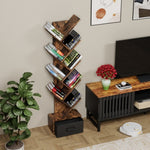 9-Tier Tree Bookshelf with Drawer for Living Room & Office AI62Decor