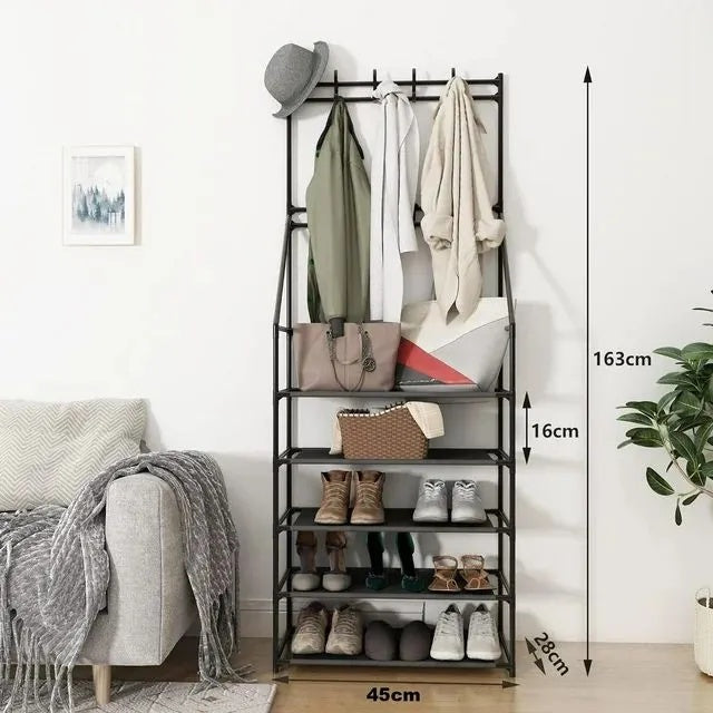 AI62 Decor 5-Tier Shoe Rack with Hooks for Entryway & Small Spaces