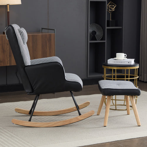 AI62 Decor Adult Rocking Chair – High Back Recliner with Solid Wood Legs