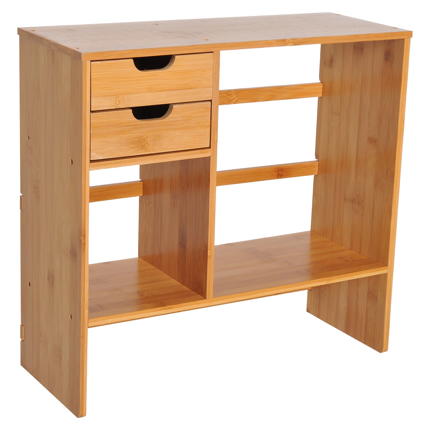 AI62 Decor Bamboo Desk Organizer with 2 Drawers & Storage Compartments
