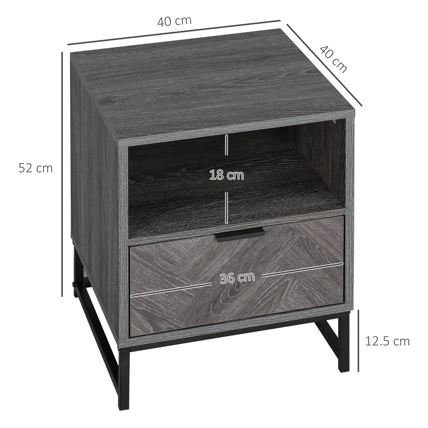 AI62 Decor Bedside Table with Drawer & Shelf