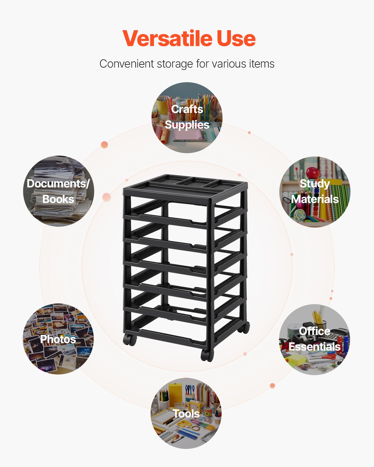 AI62 Decor Rolling Storage Cart for Arts & Crafts