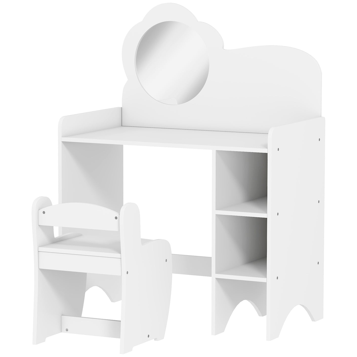 AI62 Decor  Kids Vanity Dressing Table Set with Mirror & Stool – White (Ages 3–8)