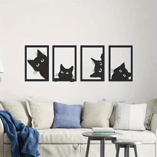 Black Cat Metal Wall Art for Home Decor AI62Decor