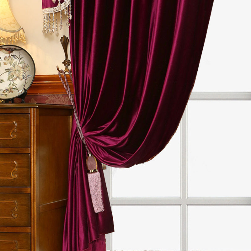 AI62 Decor Luxury Velvet Red Blackout Curtains for Living Room & Bedroom