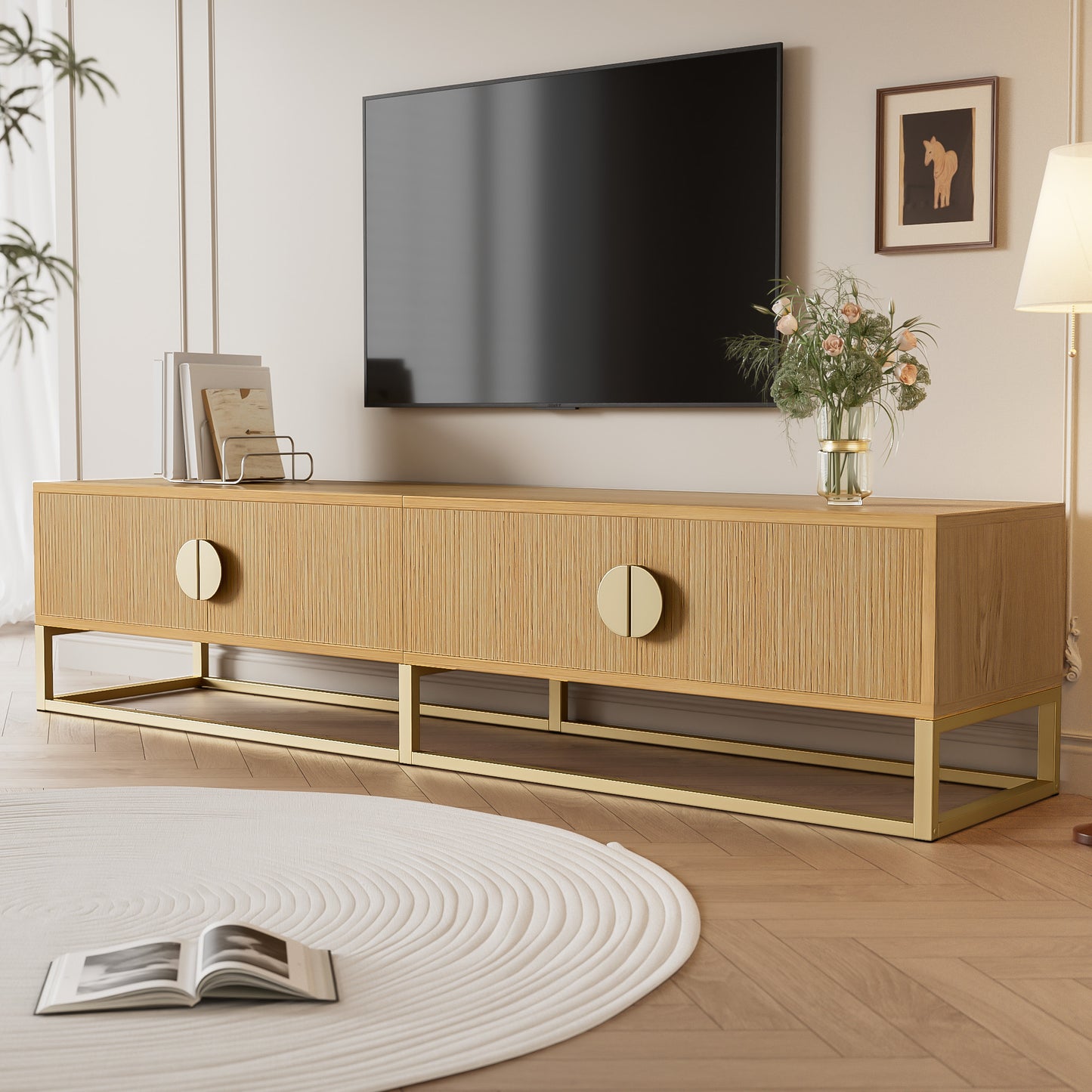 AI62 Decor 180 cm Modern Wood Grain TV Cabinet