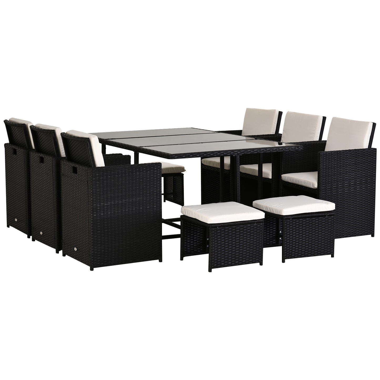 AI62 Decor 11-Piece Rattan Dining Set with Cushions