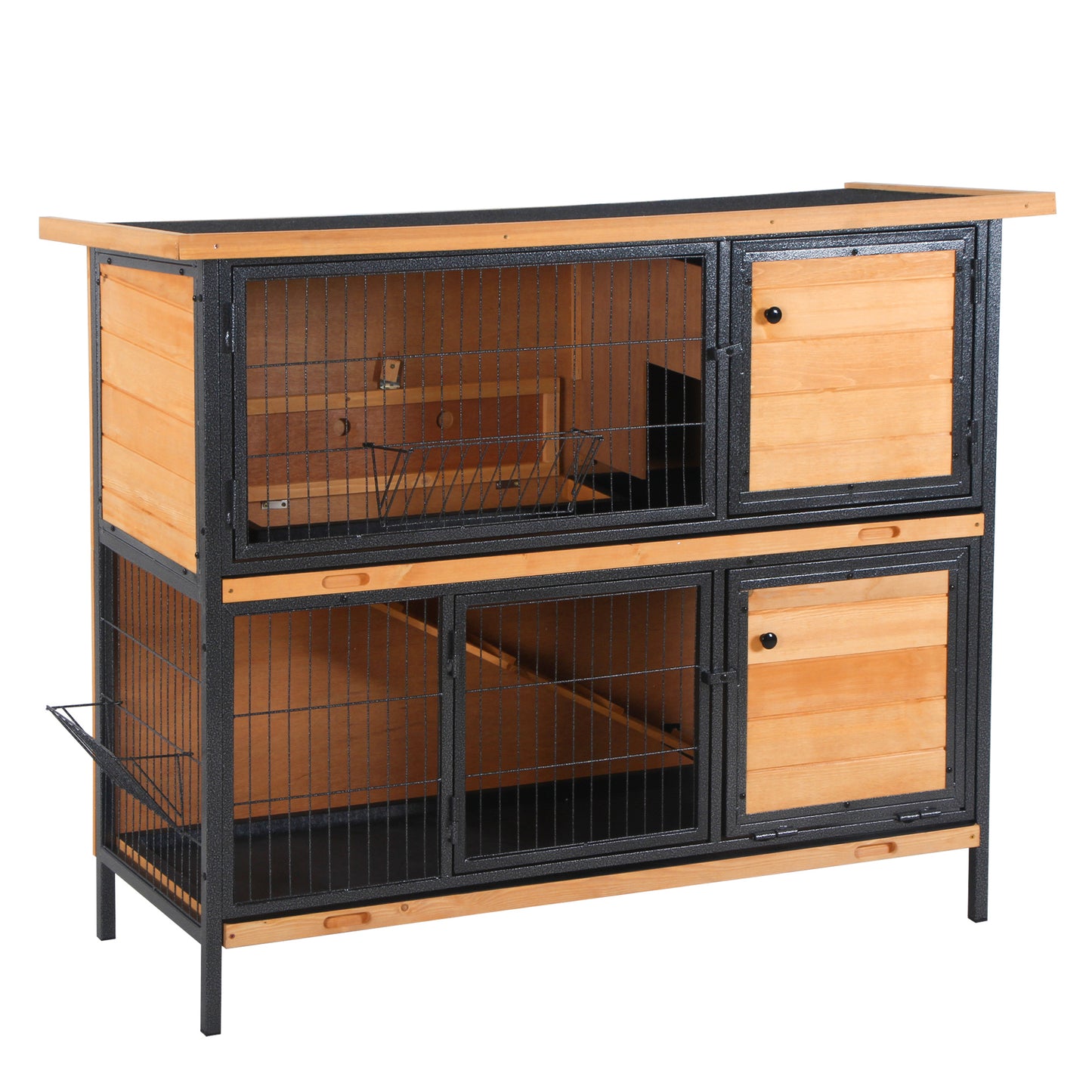 AI62 Decor Rabbit Hutch with Metal Frame & Openable Roof
