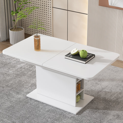 AI62 Decor White Multifunctional Dining Table with Storage