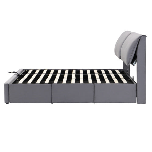 AI62 Decor Upholstered King Size Bed with Hydraulic Mechanism and storage