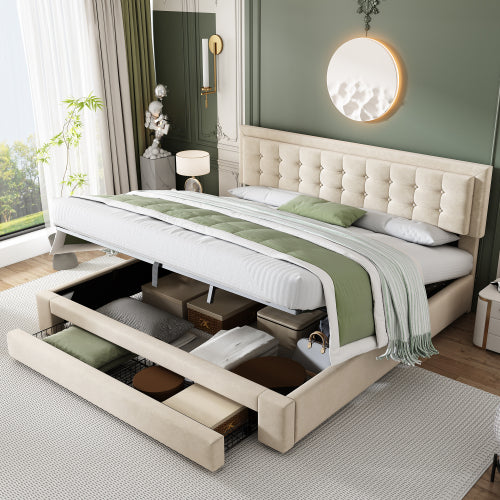 AI62 Decor King Size Upholstered Bed with Storage – 150 x 200 cm