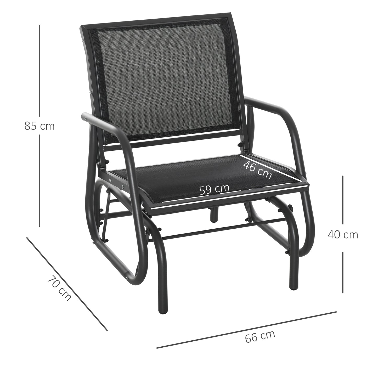 AI62 Decor Outdoor Metal Garden Glider Chair with Mesh Seat – Dark Grey