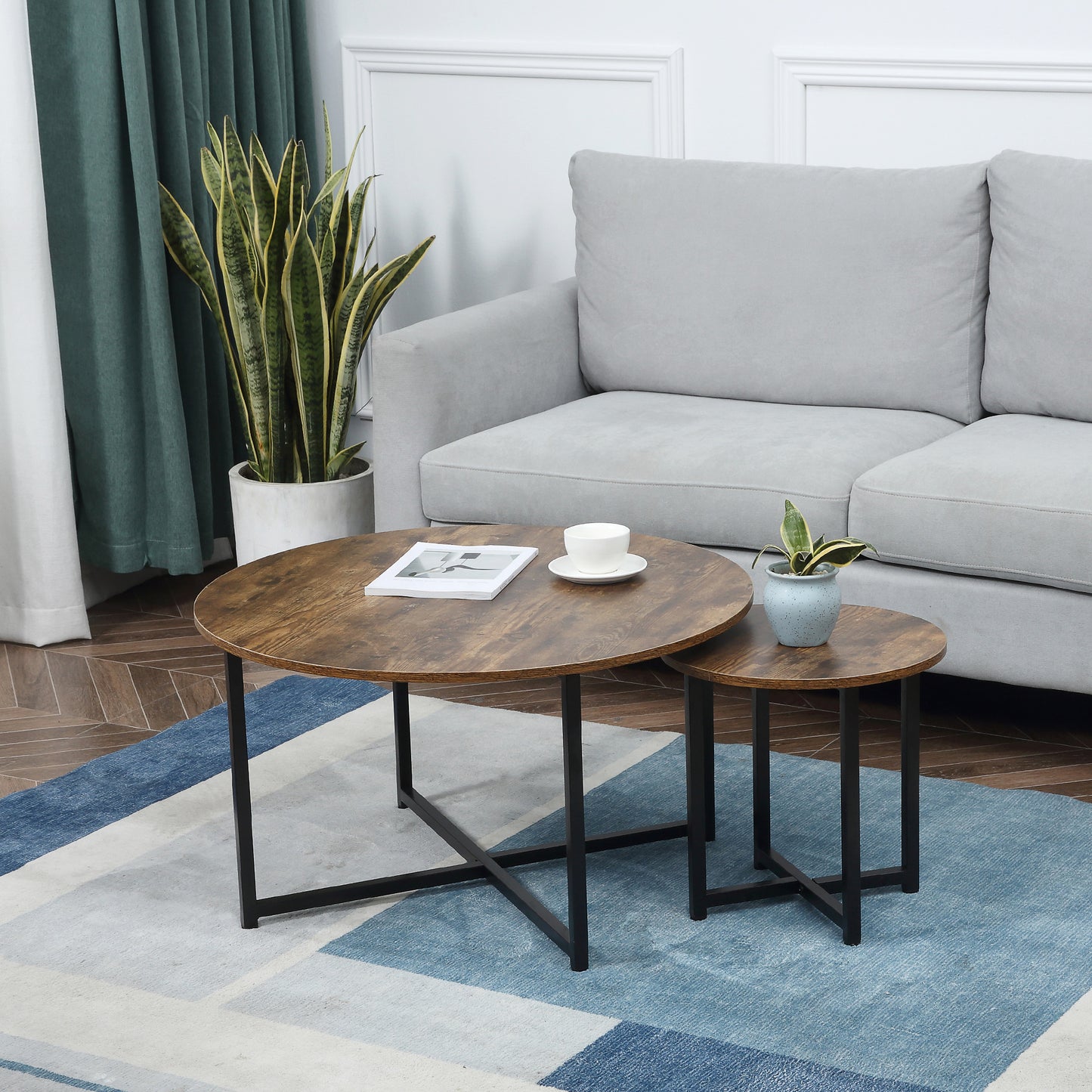AI62 Decor Round Coffee & Side Table Set of 2