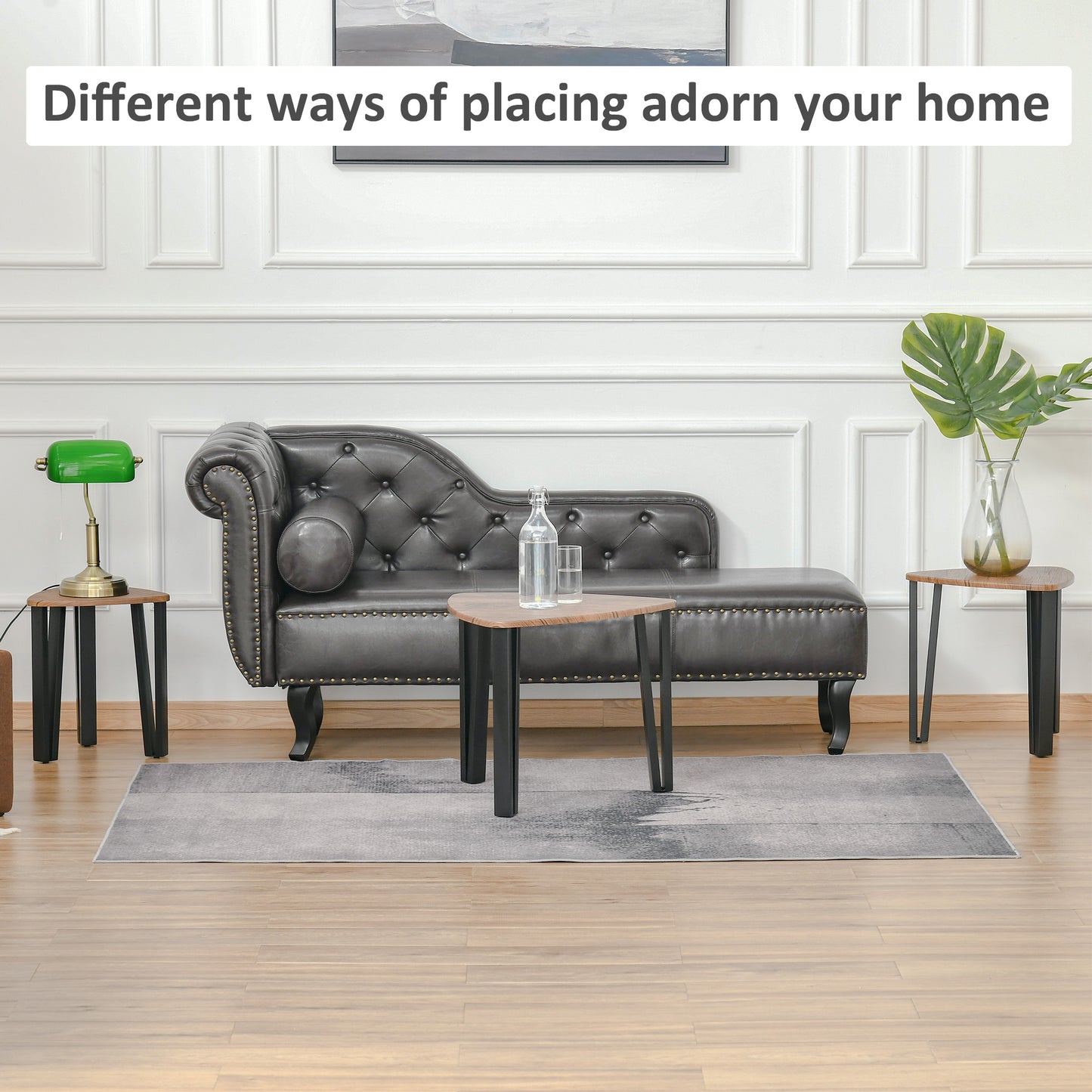 AI62 Decor Set of 3 Nesting Tables with Metal Legs