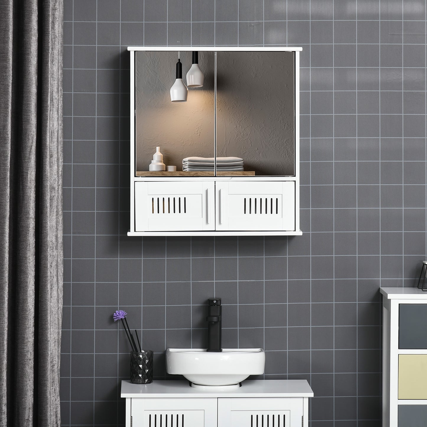 AI62 Decor Space-Saving Wall Mirror Cabinet for Bathroom