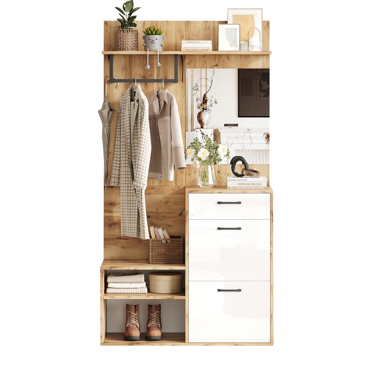 AI62 Decor  7-in-1 Entryway Hall Tree with Coat Rack