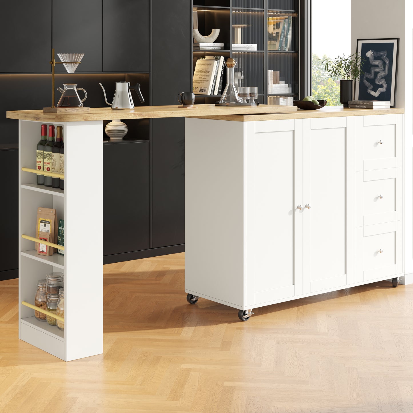 AI62 Decor  360° Swivel Dining & Bar Table with Storage
