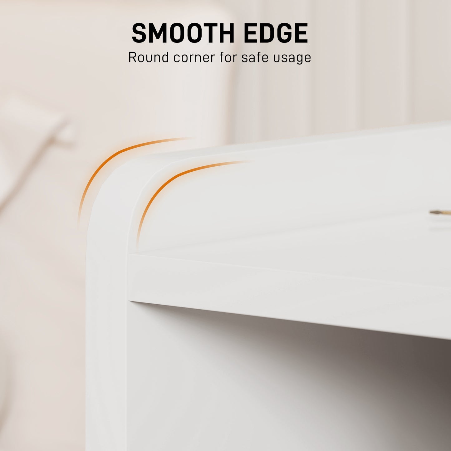 AI62 Decor Bedside Table With 2 Drawers And Open Shelves - High Gloss White