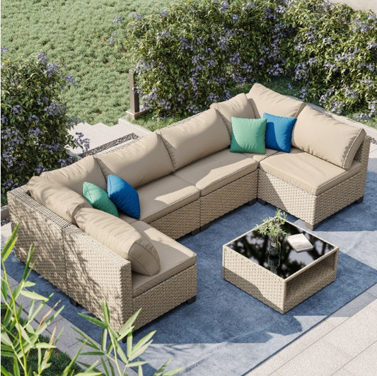 AI62 Decor 7-Piece Outdoor Patio Sofa Furniture Set