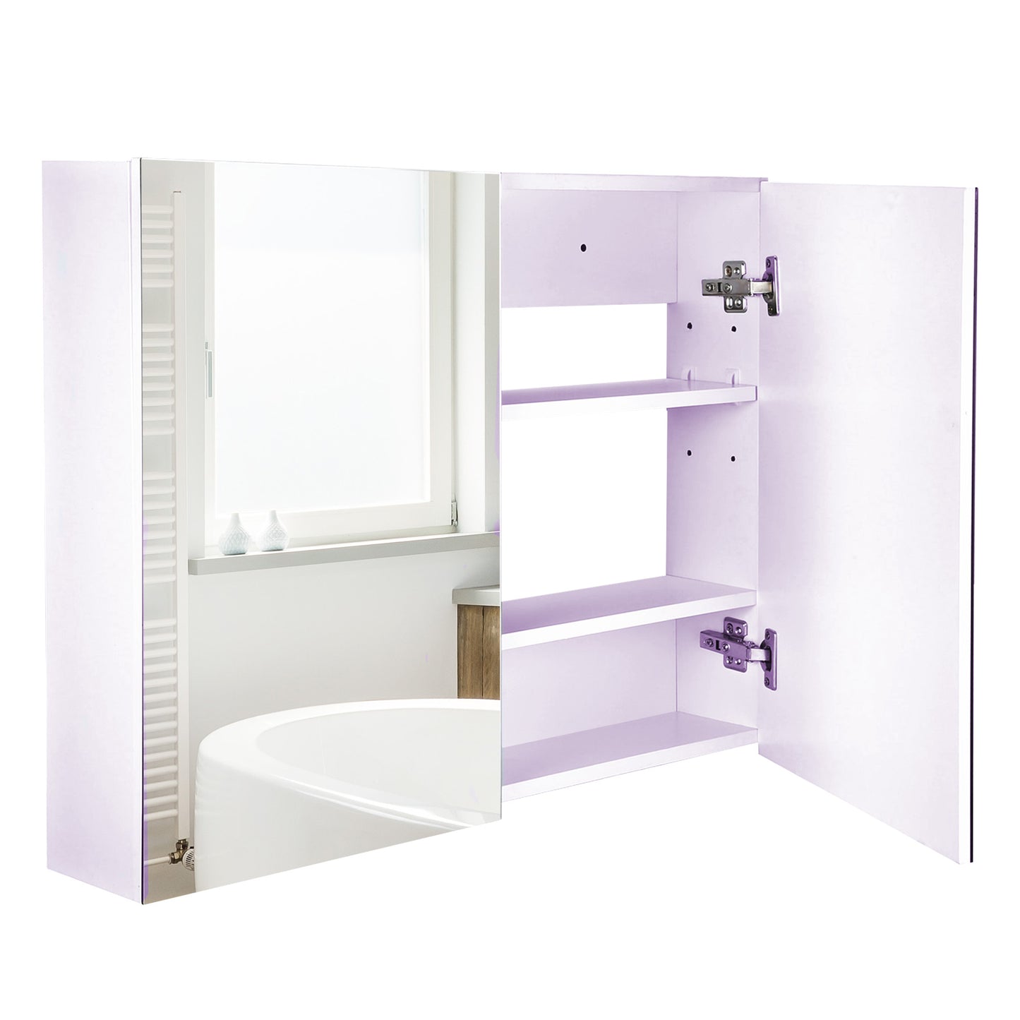 AI62 Decor 80 X 15 Cm Double Door Bathroom Mirror Cabinet - White