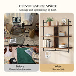 AI62Decor 3-Tier Floating Wall Shelves with Metal Brackets for Bathroom