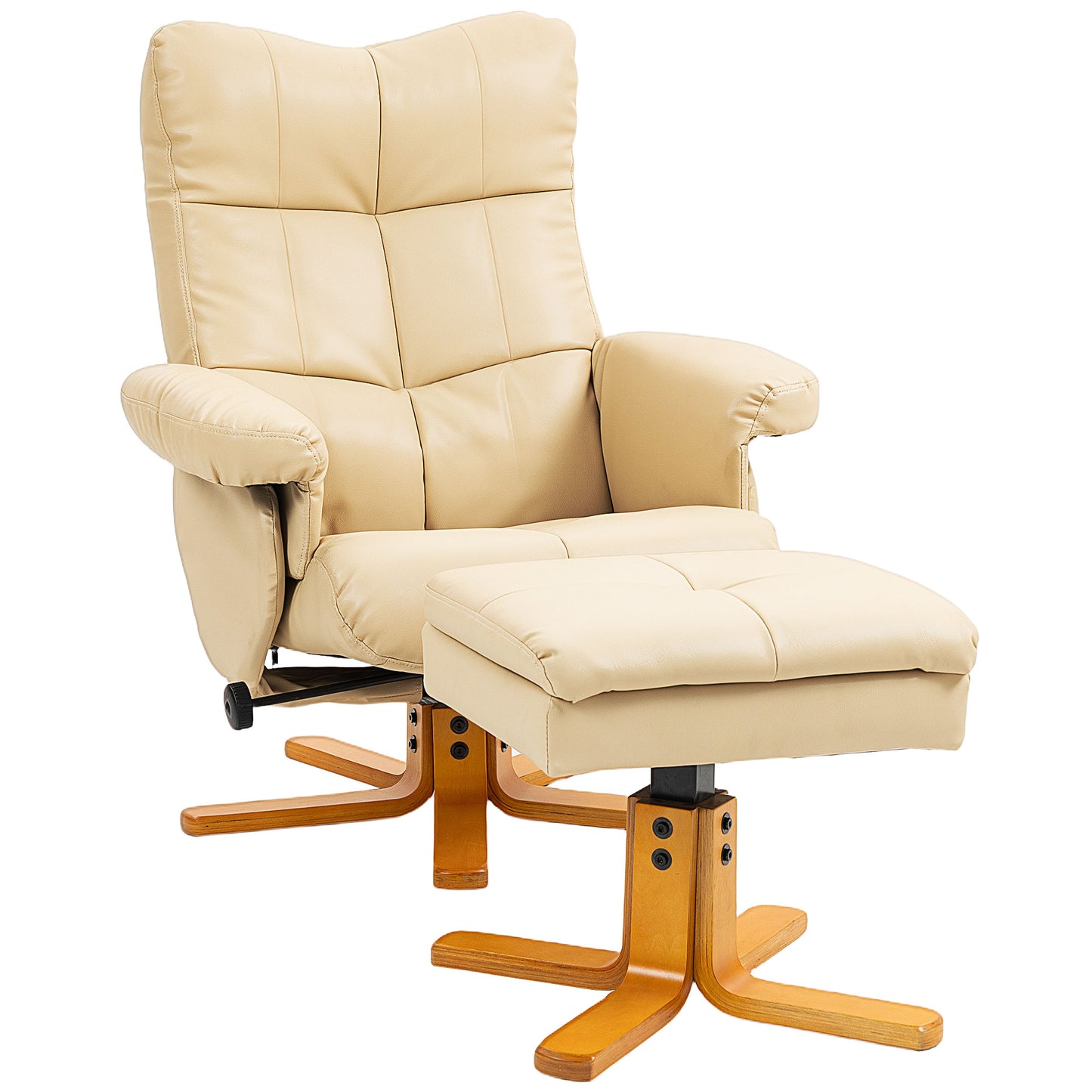 AI62 Decor PU Leather Swivel Recliner Chair with Footstool & Storage