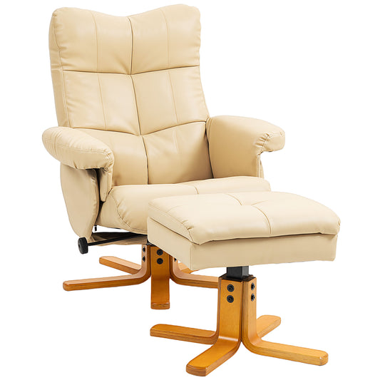 AI62 Decor PU Leather Swivel Recliner Chair with Footstool & Storage