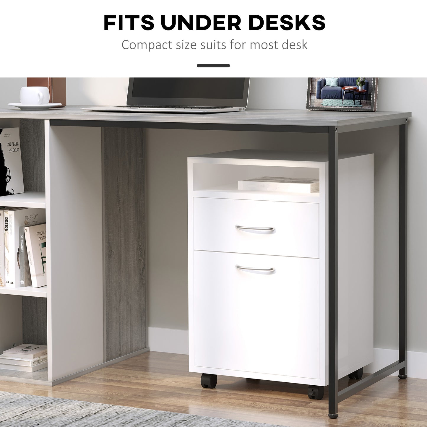 AI62 Decor Compact Filing Cabinet with Wheels & Storage