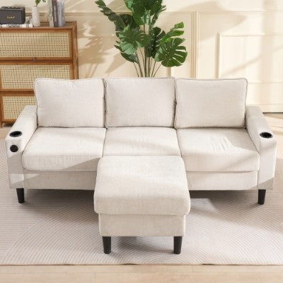 AI62 Decor L-Shaped Sectional Sofa with USB & Cup Holders