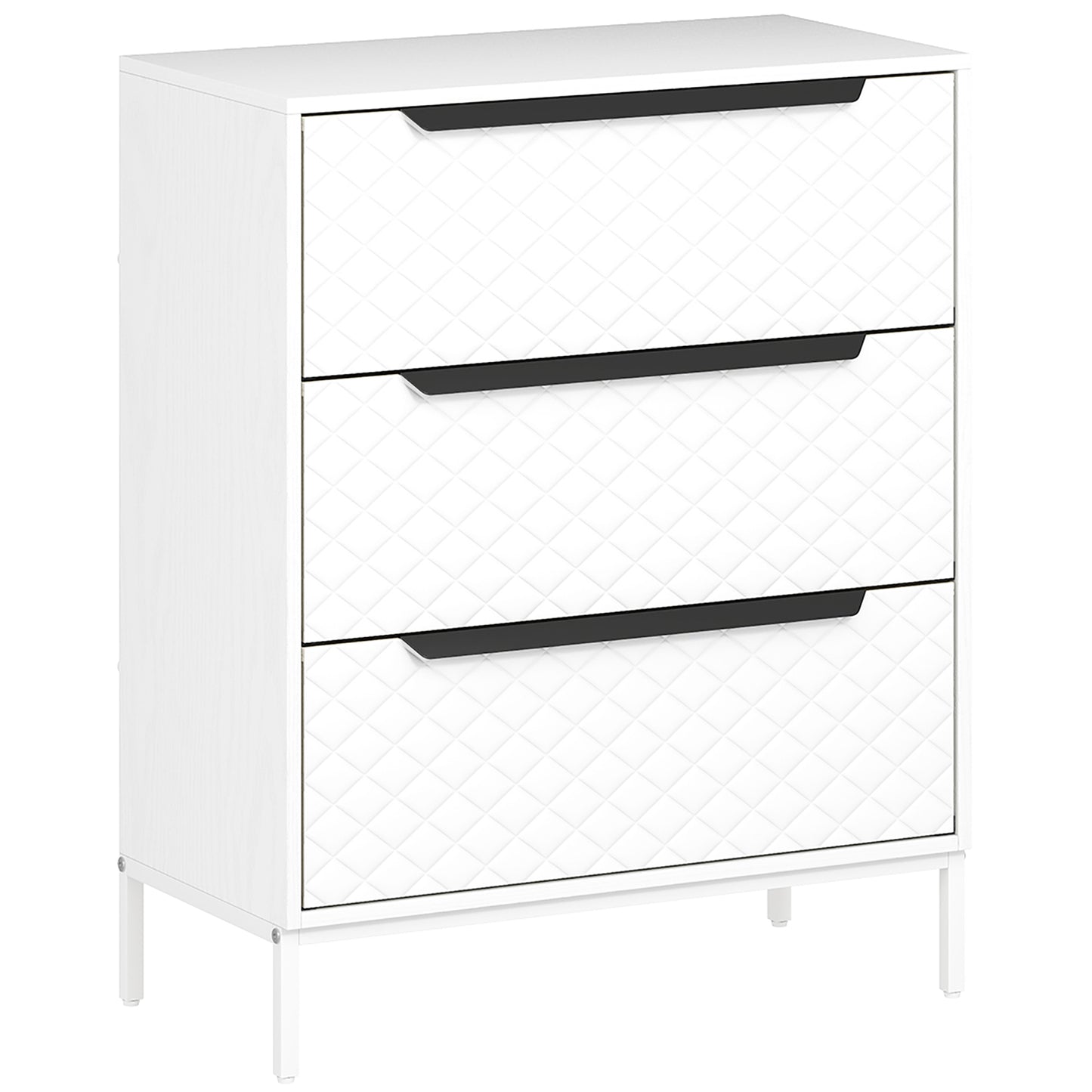 AI62 Decor 3-Drawer Chest with Aluminium Handles – White