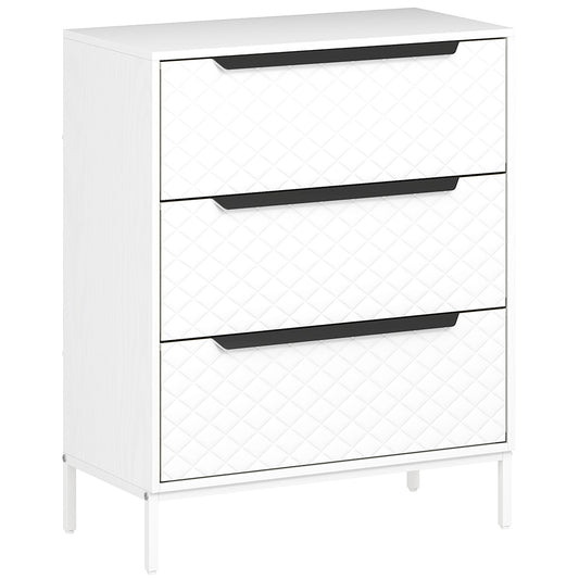 AI62 Decor 3-Drawer Chest with Aluminium Handles – White