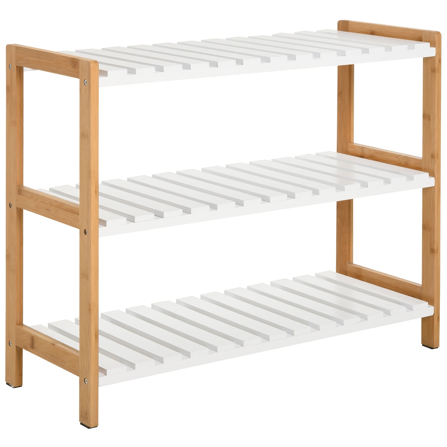 AI62 Decor 3-Tier Wooden Shoe Rack with Slatted Shelves – Natural (70 x 26 x 57.5 cm)