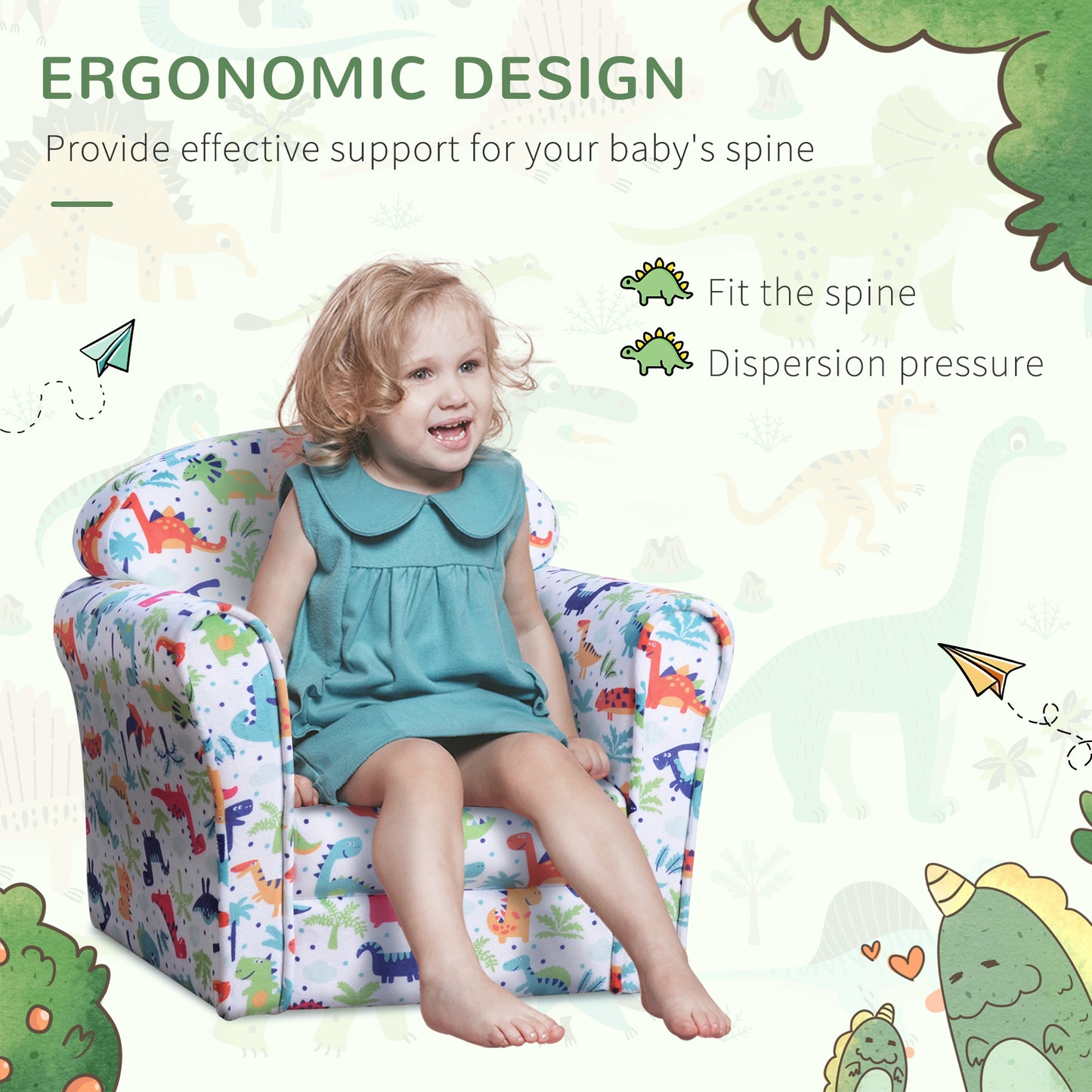 AI62 Decor Kids Dinosaur Armchair – Flannel Tub Chair