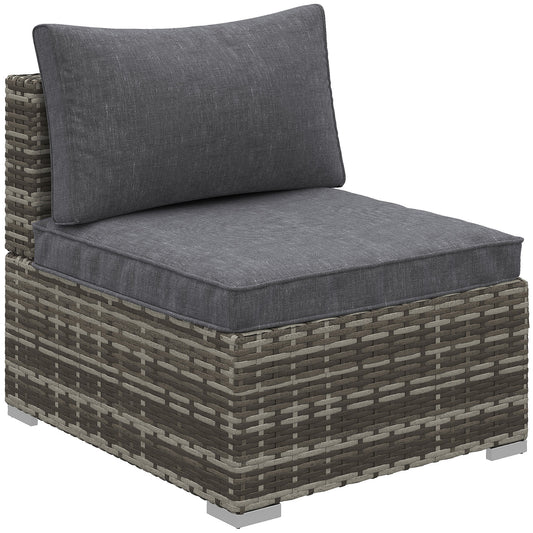 AI62 Decor Armless Rattan Garden Chair with Cushion – Deep Grey