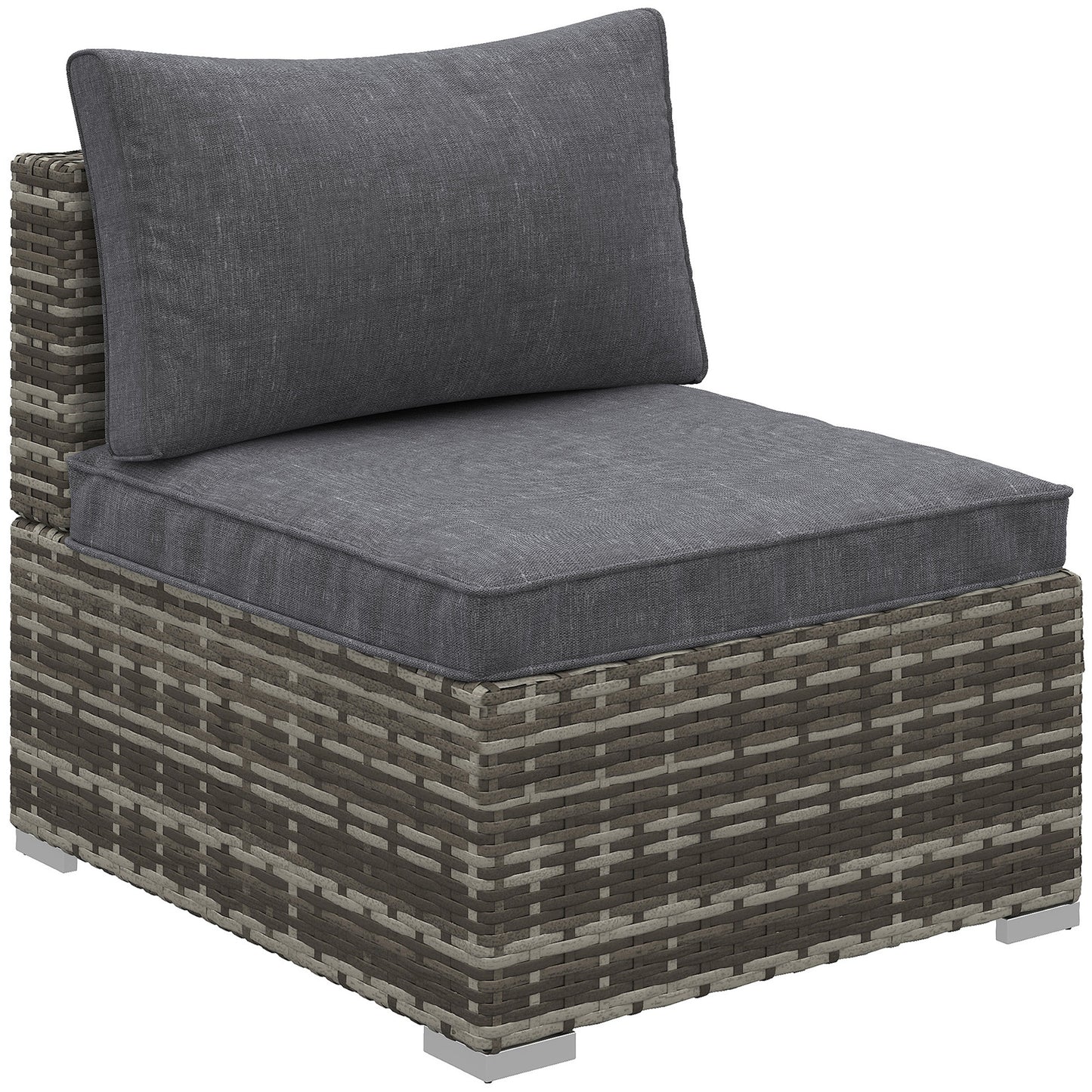 AI62 Decor Armless Rattan Garden Chair with Cushion – Deep Grey