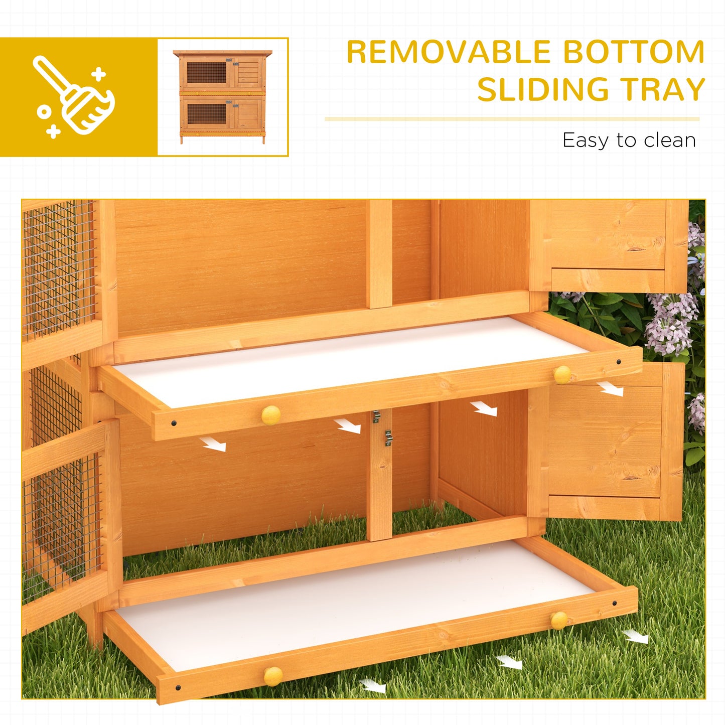 AI62 Decor PawHut Outdoor Rabbit Hutch 90 x 45 x 90cm