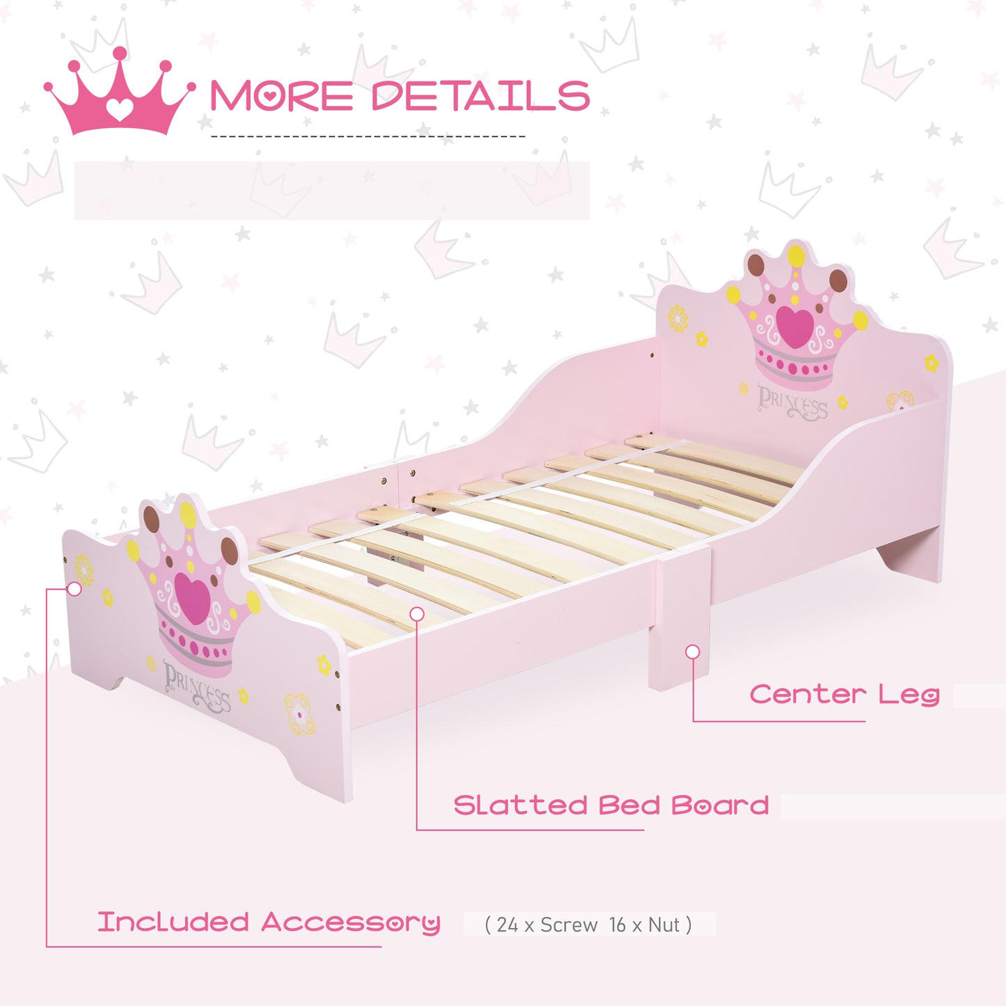 AI62 Decor Kids Princess Toddler Bed – Safety Side Rails