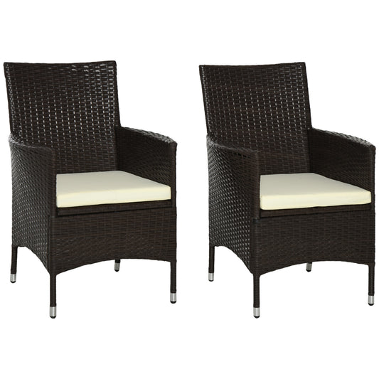 AI62 Decor 2-Piece Outdoor Rattan Dining Chairs with Cushions – Coffee