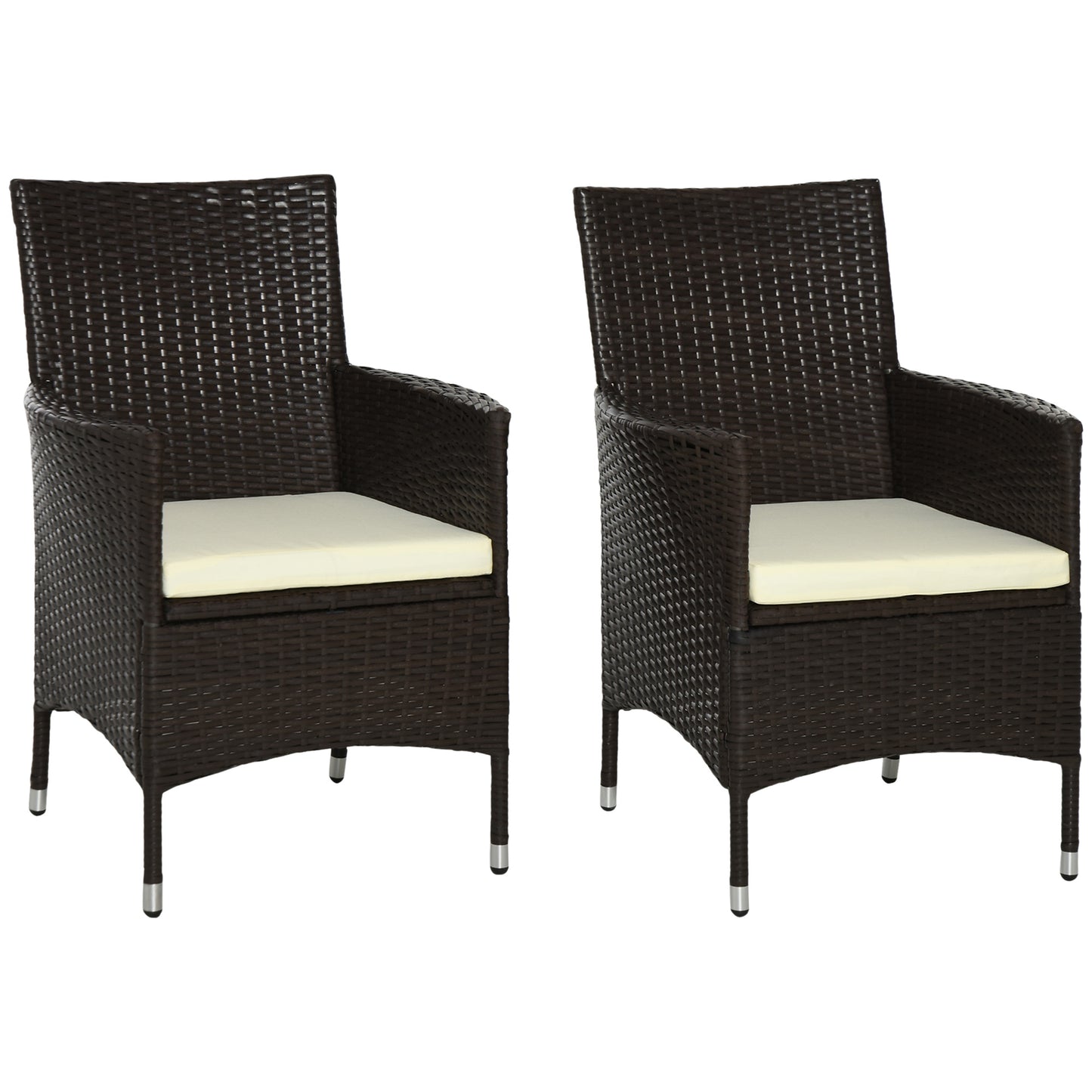 AI62 Decor 2-Piece Outdoor Rattan Dining Chairs with Cushions – Coffee