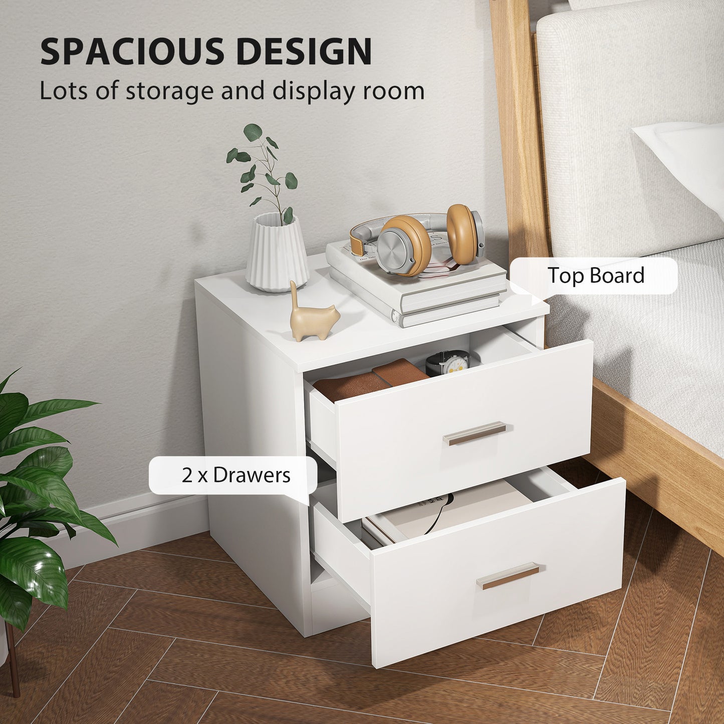 AI62 Decor Modern 2-Drawer Bedside Table