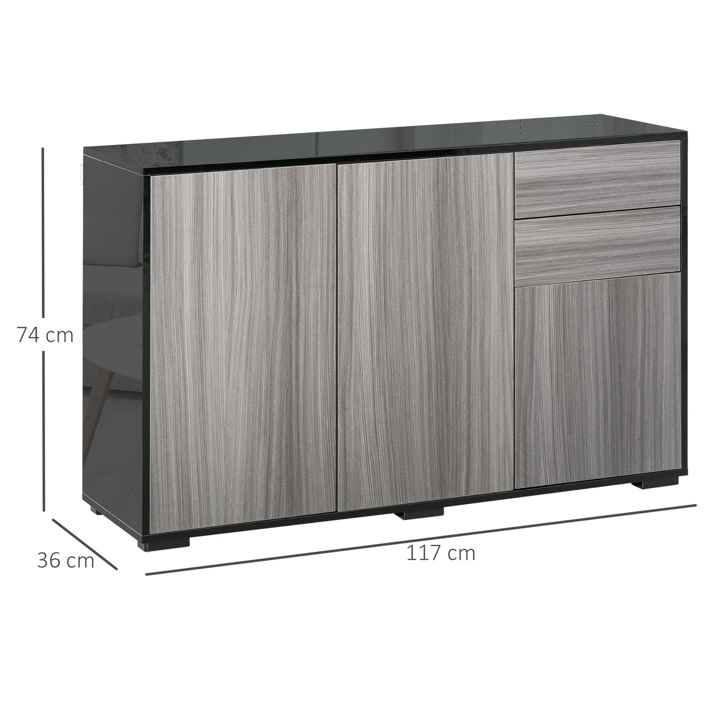 AI62 Decor Push-Open Cabinet with 2 Drawers and 2 Cabinets