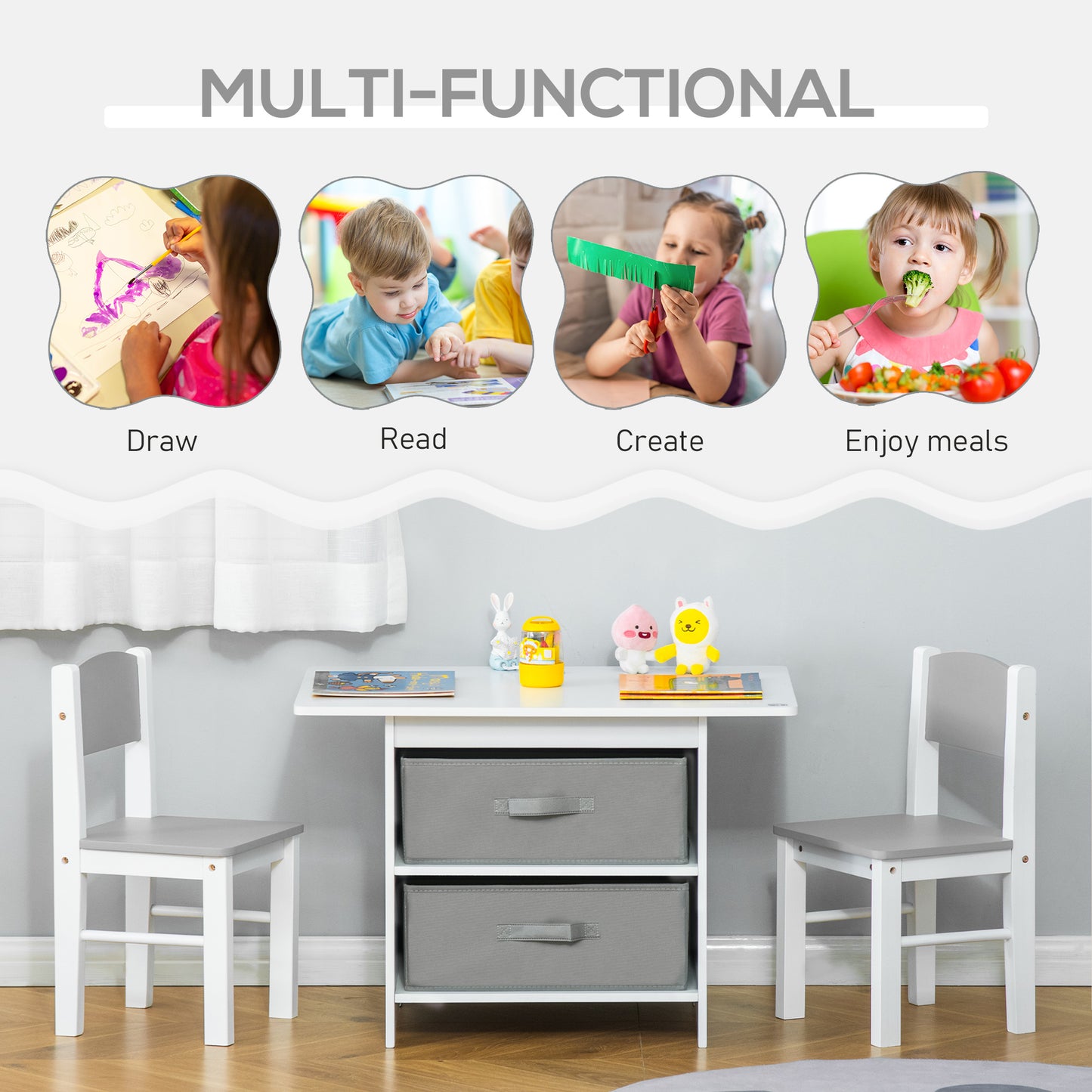 AI62 Decor Mini Kids Furniture Set with Safe Corners & Storage